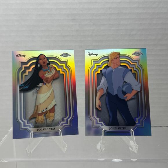 Disney Topps Chrome 2024 Pocahontas and John Smith Lot of 2 Refractor Collection - Picture 1 of 6